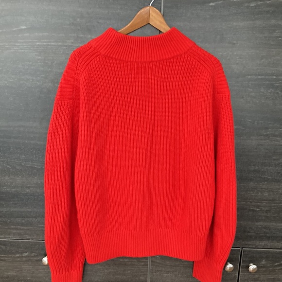 COS Reddy Orange Shaker Knit Drop Shoulder Wool & Cotton Sweater size Large - Picture 5 of 7